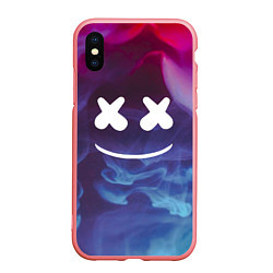 Чехол iPhone XS Max матовый Marshmello: Smoke Smile, цвет: 3D-баблгам