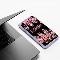 Чехол iPhone XS Max матовый Black Pink: Delicate Sakura, цвет: 3D-светло-сиреневый — фото 2