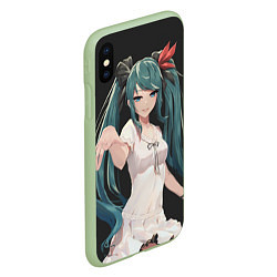 Чехол iPhone XS Max матовый Hatsune Miku, цвет: 3D-салатовый — фото 2