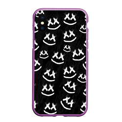 Чехол iPhone XS Max матовый Marshmello: Black Pattern, цвет: 3D-фиолетовый