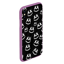 Чехол iPhone XS Max матовый Marshmello: Black Pattern, цвет: 3D-фиолетовый — фото 2