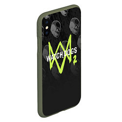 Чехол iPhone XS Max матовый Watch Dogs 2: Skulls Pattern, цвет: 3D-темно-зеленый — фото 2