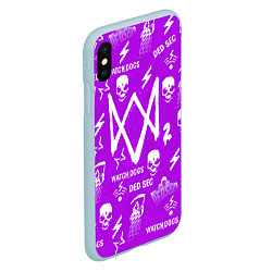 Чехол iPhone XS Max матовый Watch Dogs 2: Violet Pattern, цвет: 3D-голубой — фото 2