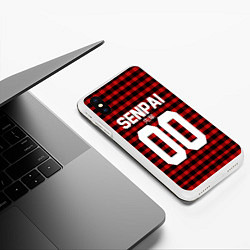 Чехол iPhone XS Max матовый Senpai 00: Red Grid, цвет: 3D-белый — фото 2