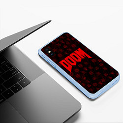 Чехол iPhone XS Max матовый DOOM: Hellish signs, цвет: 3D-голубой — фото 2