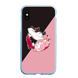 Чехол iPhone XS Max матовый MONOKUMA X MONOMI, цвет: 3D-голубой