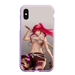 Чехол iPhone XS Max матовый Fairy Tail Red Erza Scarlet, цвет: 3D-сиреневый