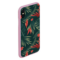 Чехол iPhone XS Max матовый Зеленые тропики, цвет: 3D-розовый — фото 2