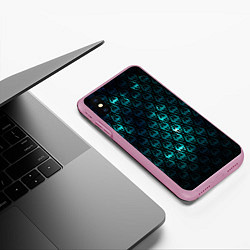 Чехол iPhone XS Max матовый TES: Blue Pattern, цвет: 3D-розовый — фото 2