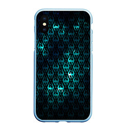 Чехол iPhone XS Max матовый TES: Blue Pattern, цвет: 3D-голубой
