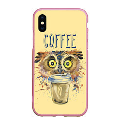 Чехол iPhone XS Max матовый Owls like coffee, цвет: 3D-розовый