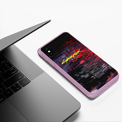Чехол iPhone XS Max матовый Cyberpunk 2077: Techno Style, цвет: 3D-сиреневый — фото 2