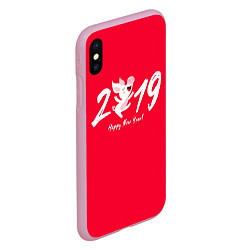 Чехол iPhone XS Max матовый Happy New Year 2019, цвет: 3D-розовый — фото 2