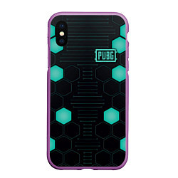 Чехол iPhone XS Max матовый PUBG: Cybertron, цвет: 3D-фиолетовый