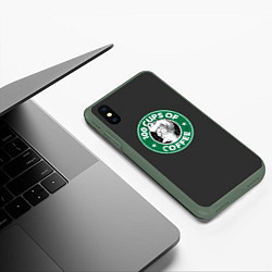 Чехол iPhone XS Max матовый 100 cups of coffee, цвет: 3D-темно-зеленый — фото 2