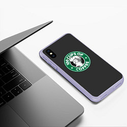 Чехол iPhone XS Max матовый 100 cups of coffee, цвет: 3D-светло-сиреневый — фото 2