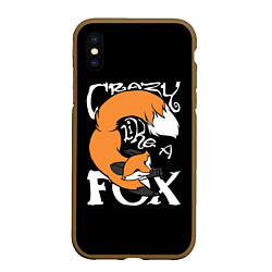 Чехол iPhone XS Max матовый Crazy Like a Fox, цвет: 3D-коричневый