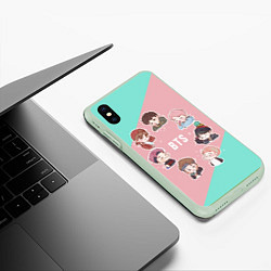 Чехол iPhone XS Max матовый BTS Boys, цвет: 3D-салатовый — фото 2