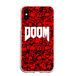 Чехол iPhone XS Max матовый DOOM: Blooded Skuls, цвет: 3D-белый