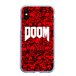 Чехол iPhone XS Max матовый DOOM: Blooded Skuls, цвет: 3D-голубой