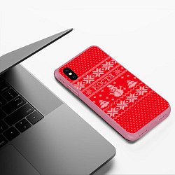 Чехол iPhone XS Max матовый Новогодний Костя, цвет: 3D-малиновый — фото 2