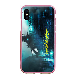 Чехол iPhone XS Max матовый Cyberpunk 2077: Techno, цвет: 3D-розовый