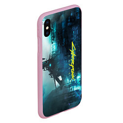 Чехол iPhone XS Max матовый Cyberpunk 2077: Techno, цвет: 3D-розовый — фото 2