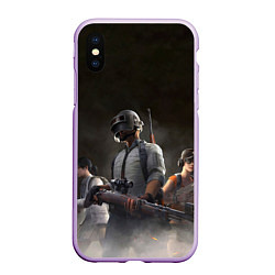 Чехол iPhone XS Max матовый PUBG Soldier, цвет: 3D-сиреневый