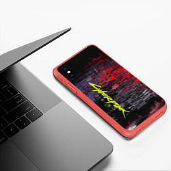 Чехол iPhone XS Max матовый Cyberpunk 2077, цвет: 3D-красный — фото 2