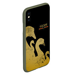 Чехол iPhone XS Max матовый GUSSI: Gold Edition, цвет: 3D-темно-зеленый — фото 2