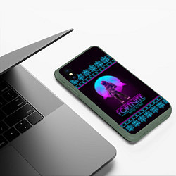 Чехол iPhone XS Max матовый Fortnite: Neon Battle, цвет: 3D-темно-зеленый — фото 2
