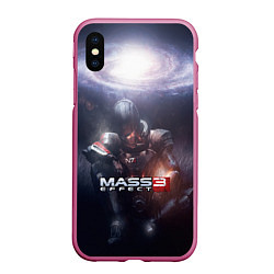 Чехол iPhone XS Max матовый Mass Effect 3, цвет: 3D-малиновый