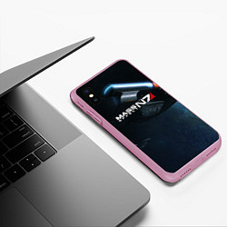 Чехол iPhone XS Max матовый Mass Effect N7, цвет: 3D-розовый — фото 2