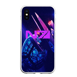 Чехол iPhone XS Max матовый N7: Neon Space, цвет: 3D-белый