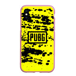 Чехол iPhone XS Max матовый PUBG: Yellow Stained, цвет: 3D-розовый