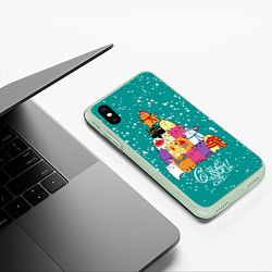 Чехол iPhone XS Max матовый Ёлка из котов, цвет: 3D-салатовый — фото 2