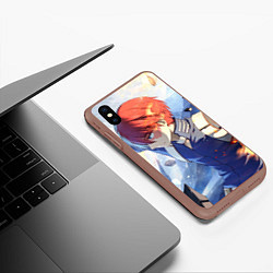 Чехол iPhone XS Max матовый Моя геройская академия Шото, цвет: 3D-коричневый — фото 2