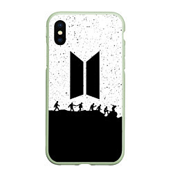 Чехол iPhone XS Max матовый BTS: Black Stars, цвет: 3D-салатовый