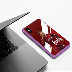 Чехол iPhone XS Max матовый Roberto Firmino, цвет: 3D-фиолетовый — фото 2