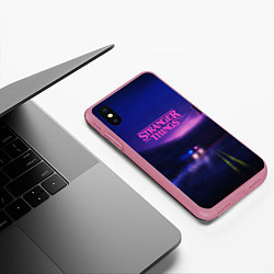 Чехол iPhone XS Max матовый Stranger Things: Neon Road, цвет: 3D-малиновый — фото 2