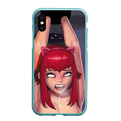 Чехол iPhone XS Max матовый Ahegao, цвет: 3D-мятный