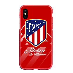 Чехол iPhone XS Max матовый ФК Атлетико Мадрид, цвет: 3D-красный