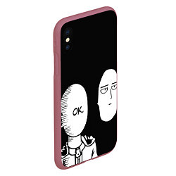 Чехол iPhone XS Max матовый Saitama: One-Punch Man, цвет: 3D-малиновый — фото 2