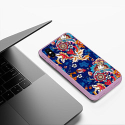 Чехол iPhone XS Max матовый Экзотический орнамент, цвет: 3D-сиреневый — фото 2