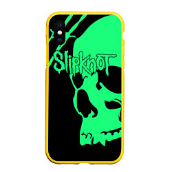 Чехол iPhone XS Max матовый Slipknot: Acid Skull, цвет: 3D-желтый