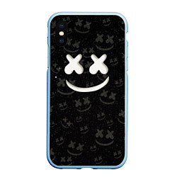 Чехол iPhone XS Max матовый Marshmello Cosmos pattern, цвет: 3D-голубой