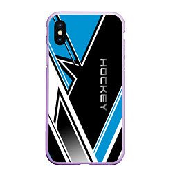 Чехол iPhone XS Max матовый Hockey black blue white, цвет: 3D-сиреневый