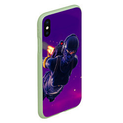 Чехол iPhone XS Max матовый Fortnite: Cyborg Fly, цвет: 3D-салатовый — фото 2