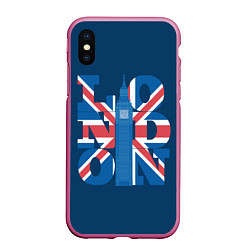 Чехол iPhone XS Max матовый London: Great Britain, цвет: 3D-малиновый