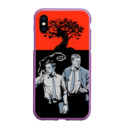 Чехол iPhone XS Max матовый True Detective: Red & Black, цвет: 3D-фиолетовый